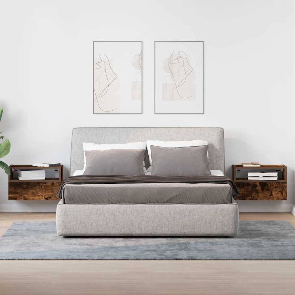 vidaXL Wand-Nachttische 2 Stk. Räuchereiche 45x26x28,5 cm