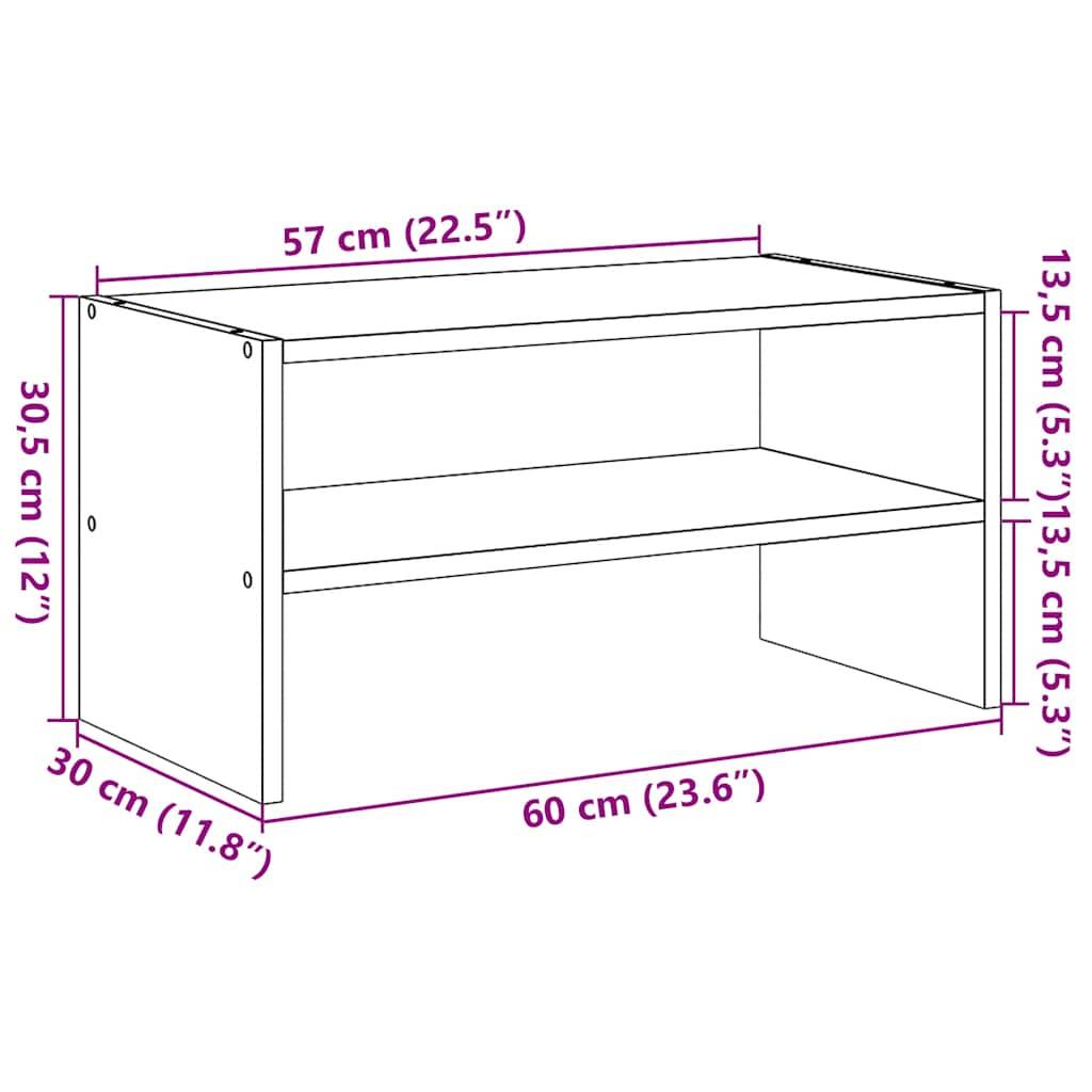 vidaXL Schuhregal Stapelbar Artisan-Eiche 60x30x30,5 cm