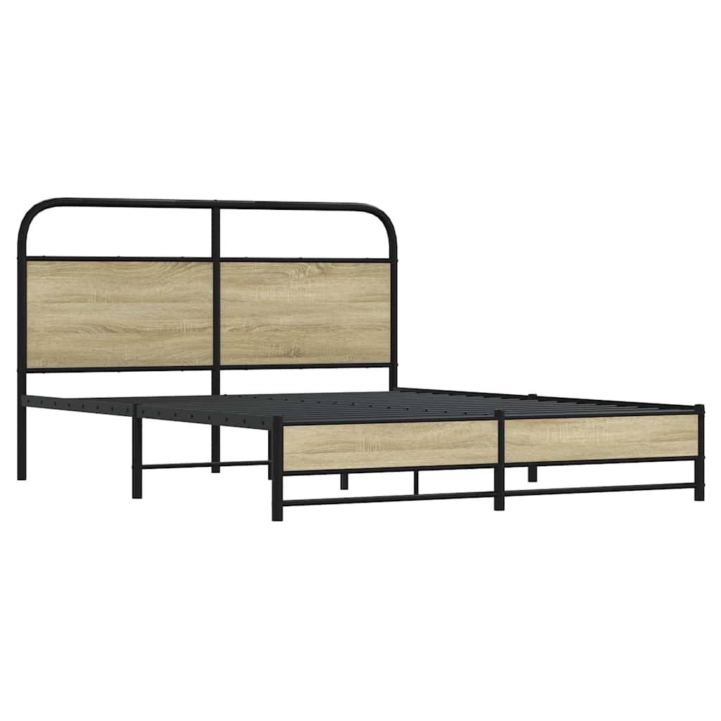 vidaXL Metallbett ohne Matratze Sonoma-Eiche 160x200 cm