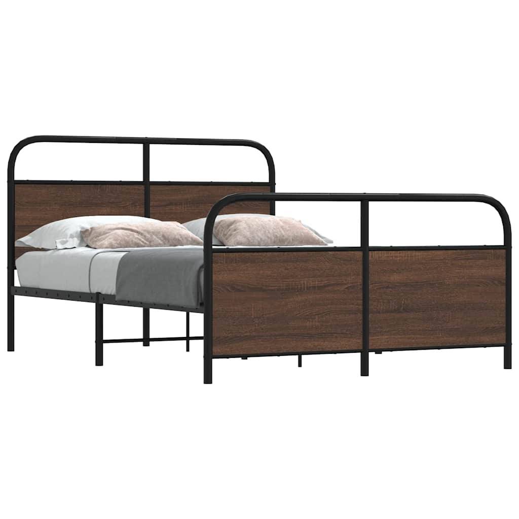 vidaXL Metallbett ohne Matratze Braun Eichen-Optik 140x190 cm