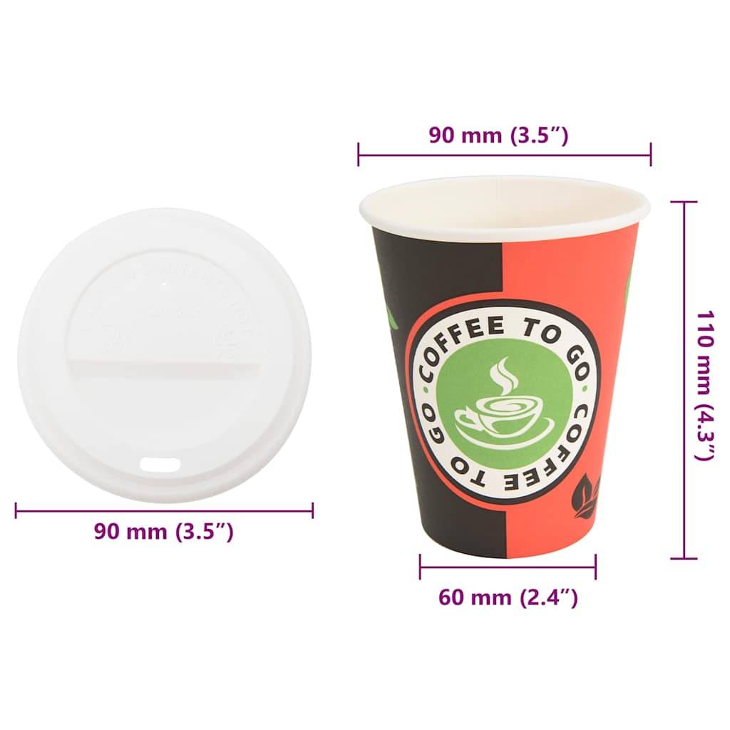 vidaXL Pappbecher mit Deckeln 1000 Stk. 4oz 100ml