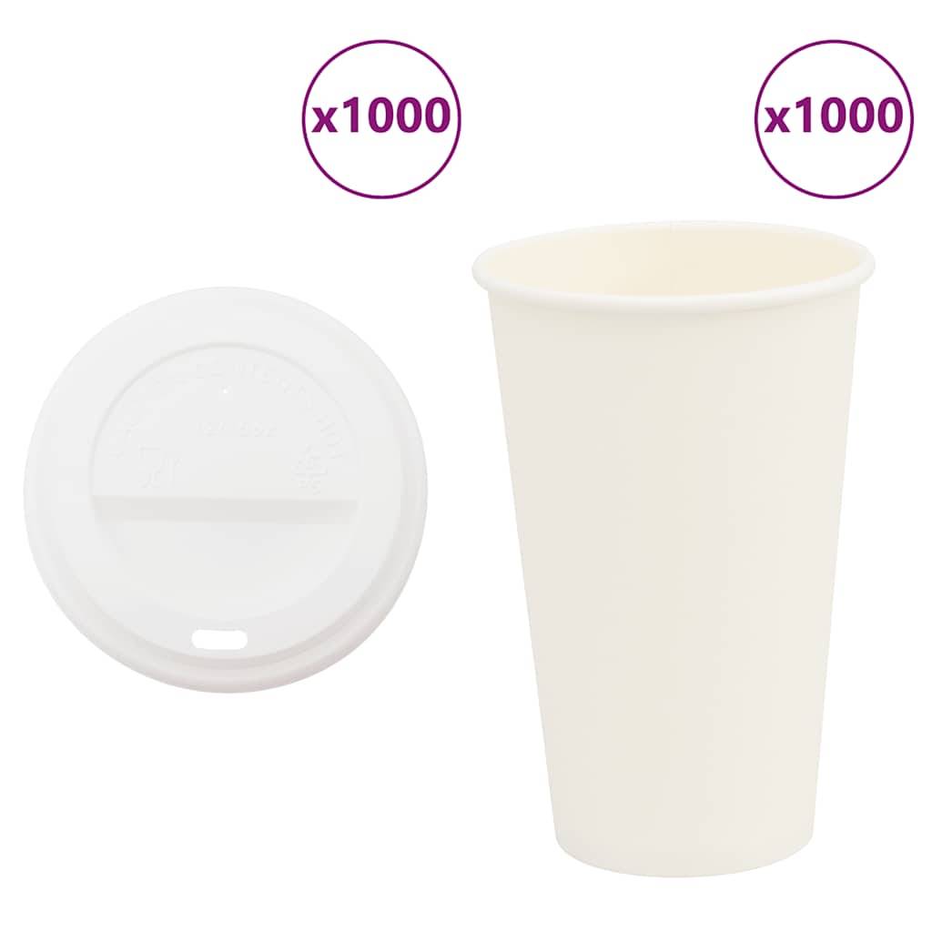 vidaXL Pappbecher mit Deckeln 1000 Stk. 16oz 400ml