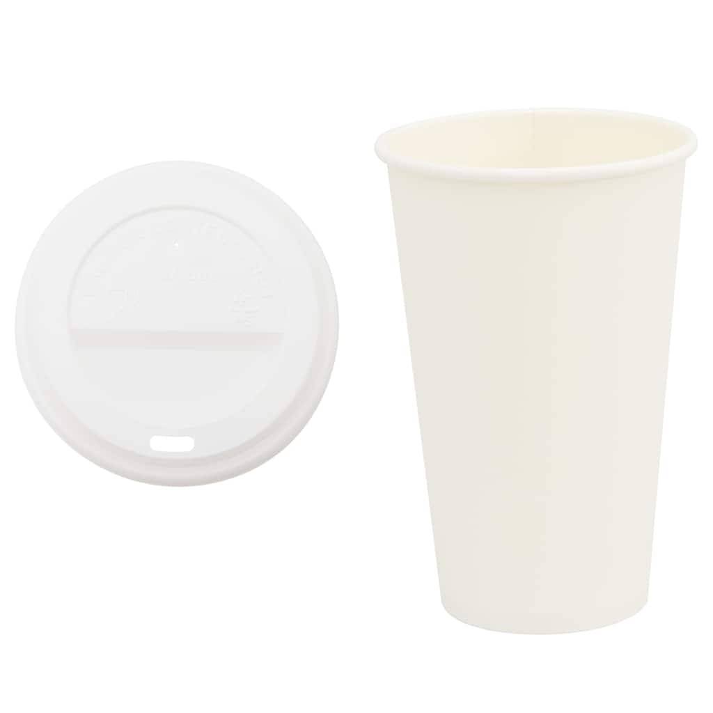 vidaXL Pappbecher mit Deckeln 1000 Stk. 16oz 400ml