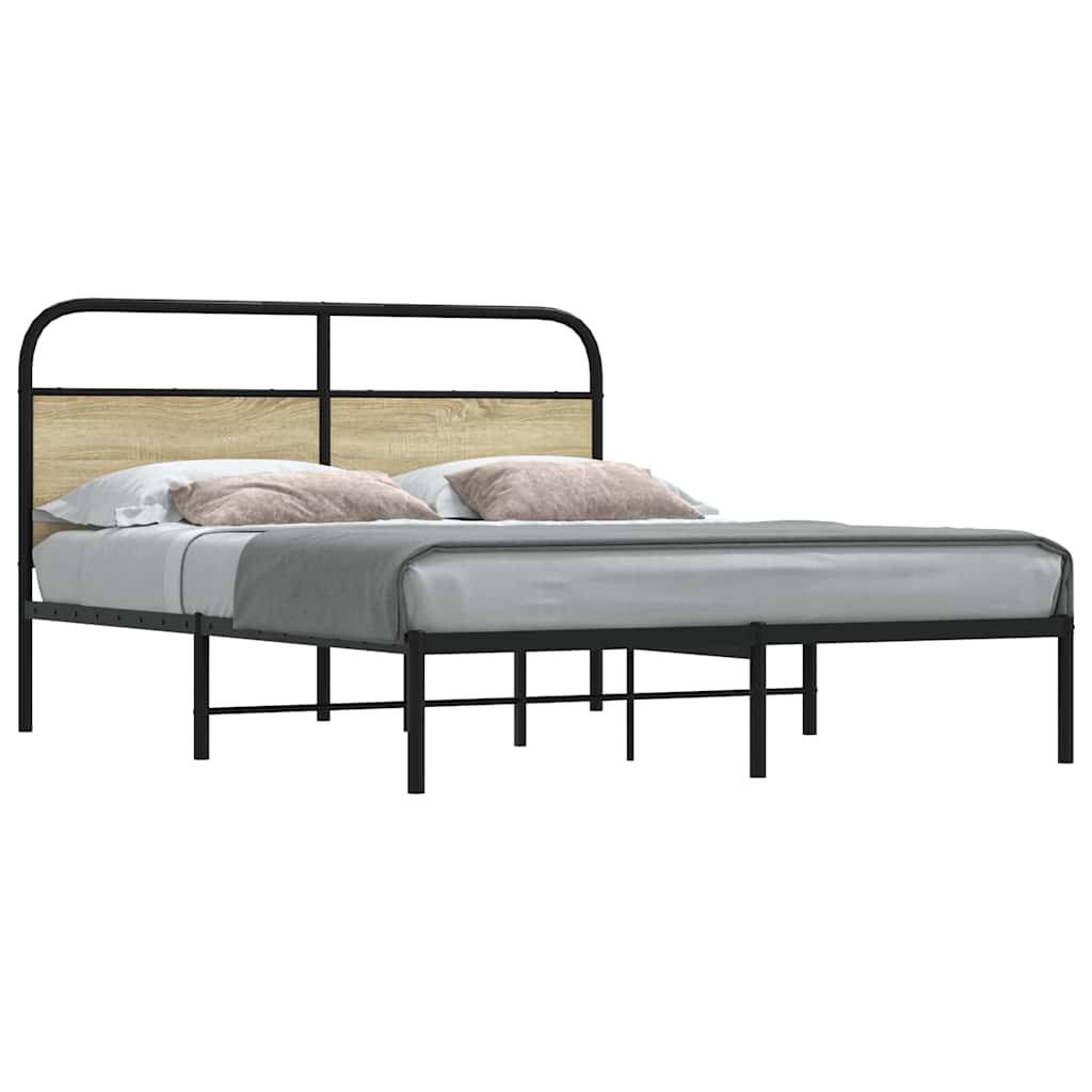 vidaXL Bettgestell ohne Matratze 150x200 cm Sonoma-Eiche Holzwerkstoff