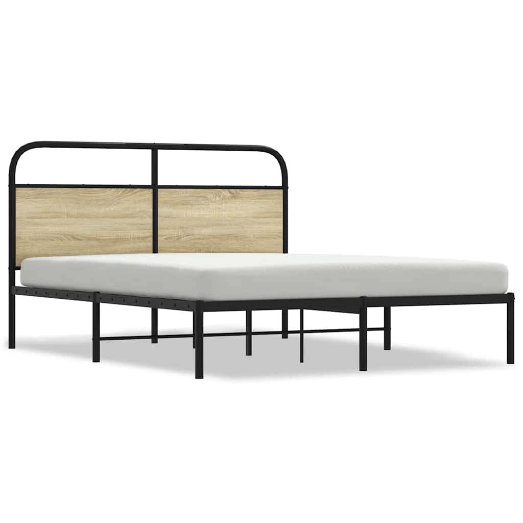 vidaXL Bettgestell ohne Matratze 150x200 cm Sonoma-Eiche Holzwerkstoff