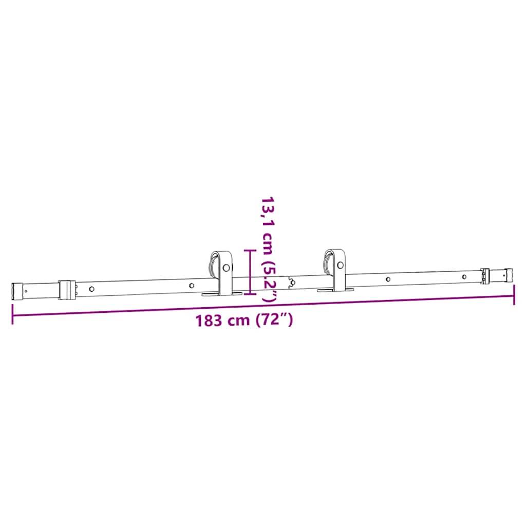 vidaXL Schiebetürbeschlag-Set 183 cm Stahl Schwarz