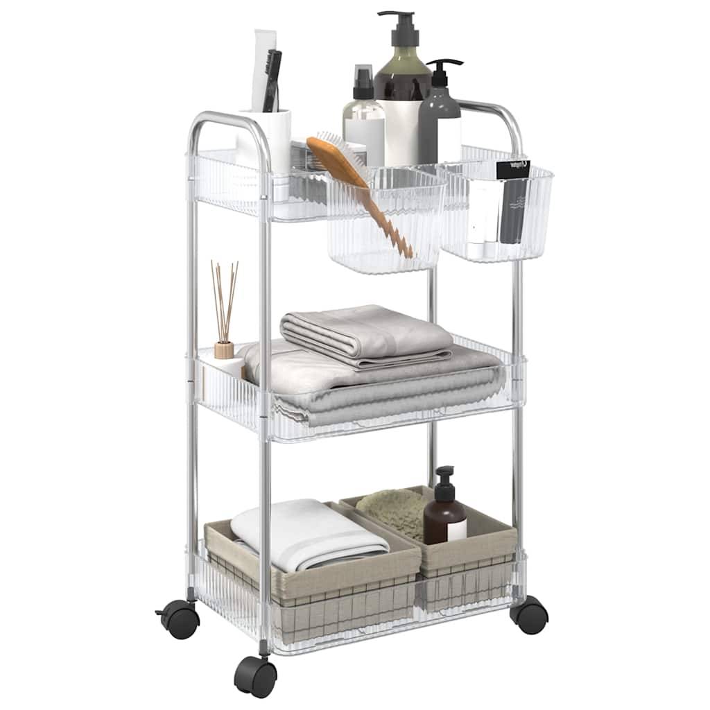 vidaXL Aufbewahrungswagen 3 Etagen Transparent 37x28x68 cm Acryl