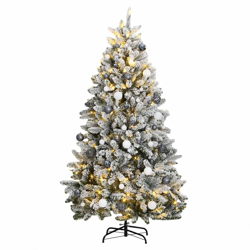 vidaXL Künstlicher Weihnachtsbaum Klappbar 300 LEDs & Kugeln 240 cm