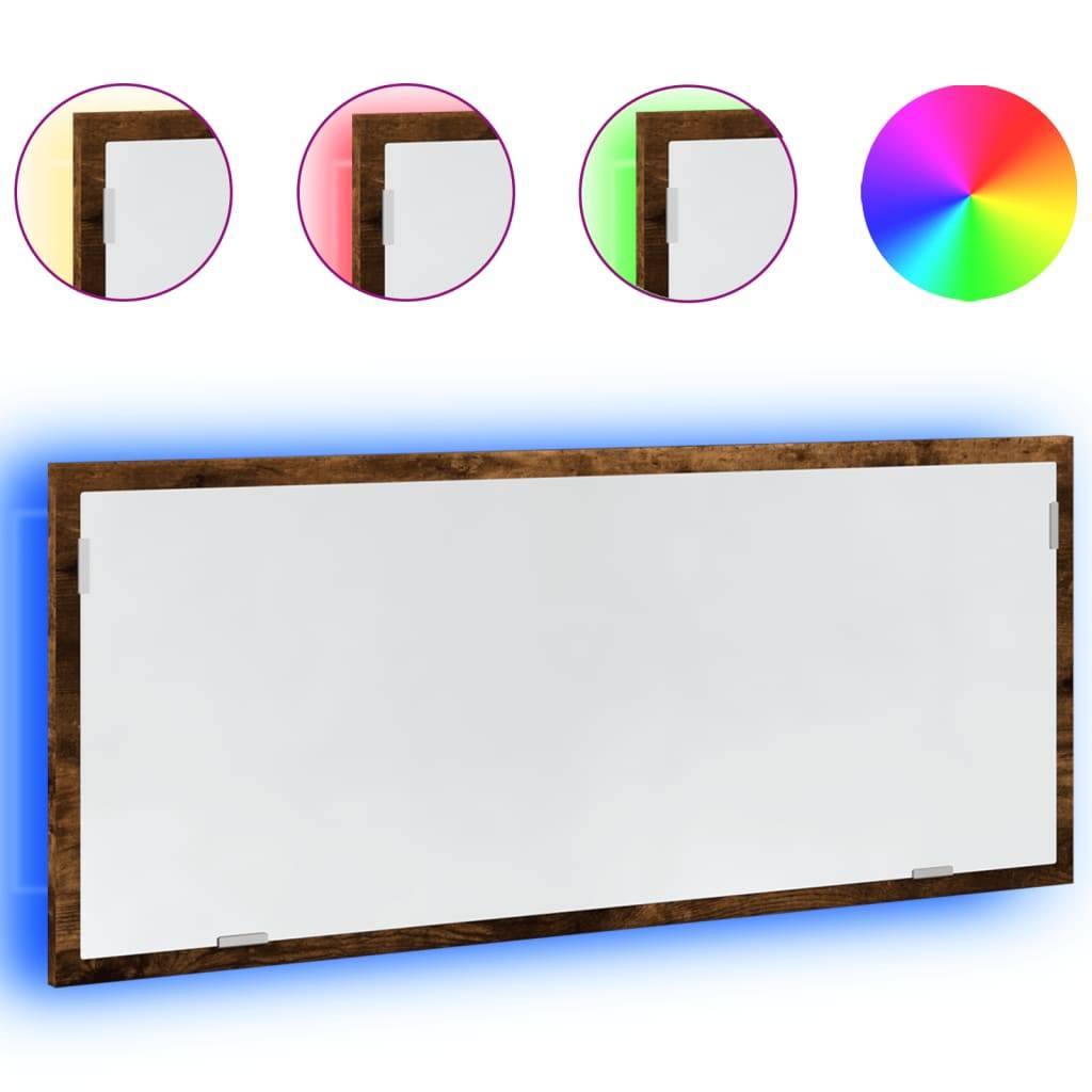 vidaXL LED-Badspiegel Räuchereiche 100x8,5x37 cm Holzwerkstoff