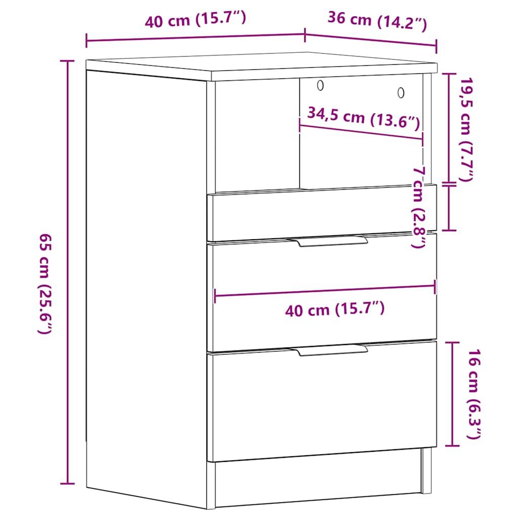 vidaXL Nachttisch Altholz-Optik 40x36x65 cm Holzwerkstoff