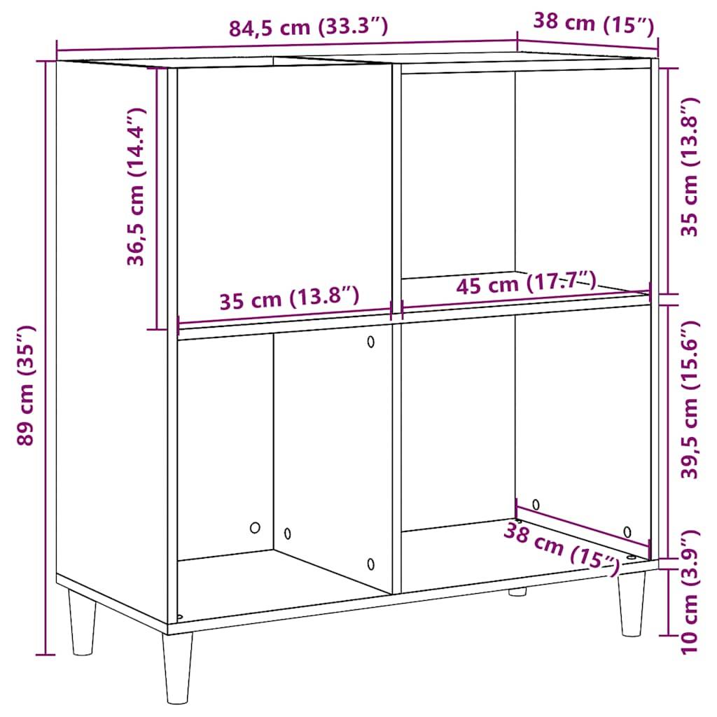 vidaXL Plattenschrank Artisan-Eiche 84,5x38x89 cm Holzwerkstoff