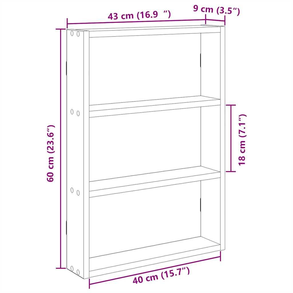 vidaXL Wandregal Betongrau 43x9x60 cm Holzwerkstoff