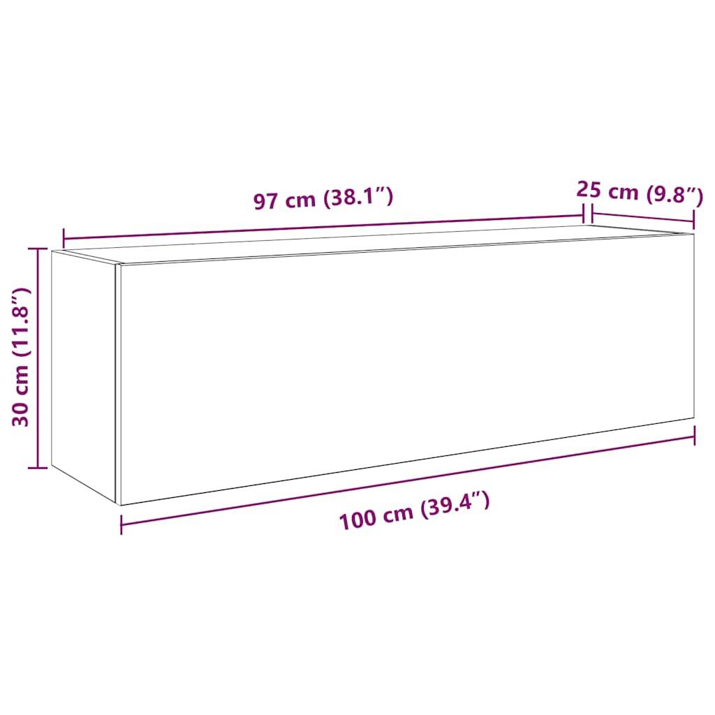 vidaXL Bad-Wandschrank Schwarz 100x25x30 cm Holzwerkstoff