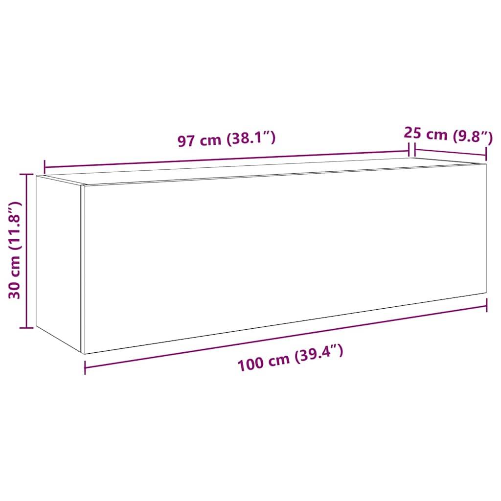 vidaXL Bad-Wandschrank Grau Sonoma 100x25x30 cm Holzwerkstoff