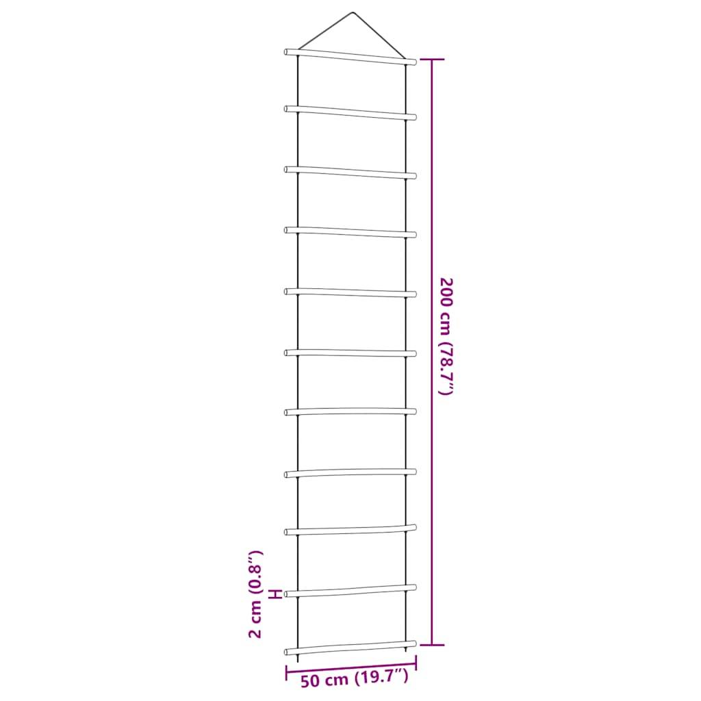 vidaXL Wanddekoration in Leiterform 50x200 cm Natürlicher Zweig