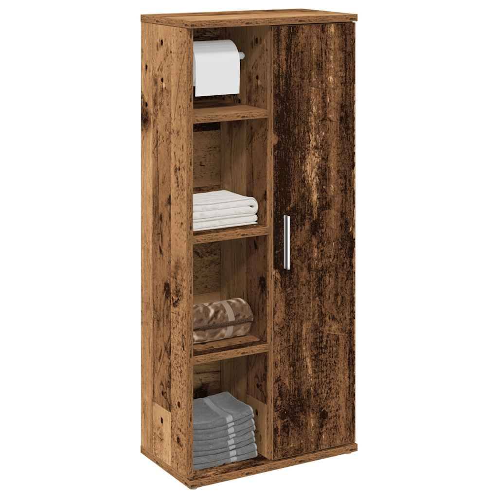 vidaXL Badezimmerschrank mit Rollenhalter Altholz-Optik 39x22x90 cm