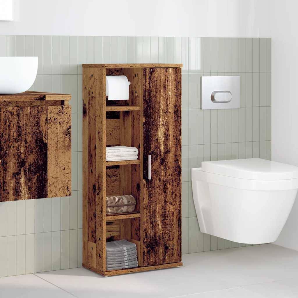 vidaXL Badezimmerschrank mit Rollenhalter Altholz-Optik 39x22x90 cm