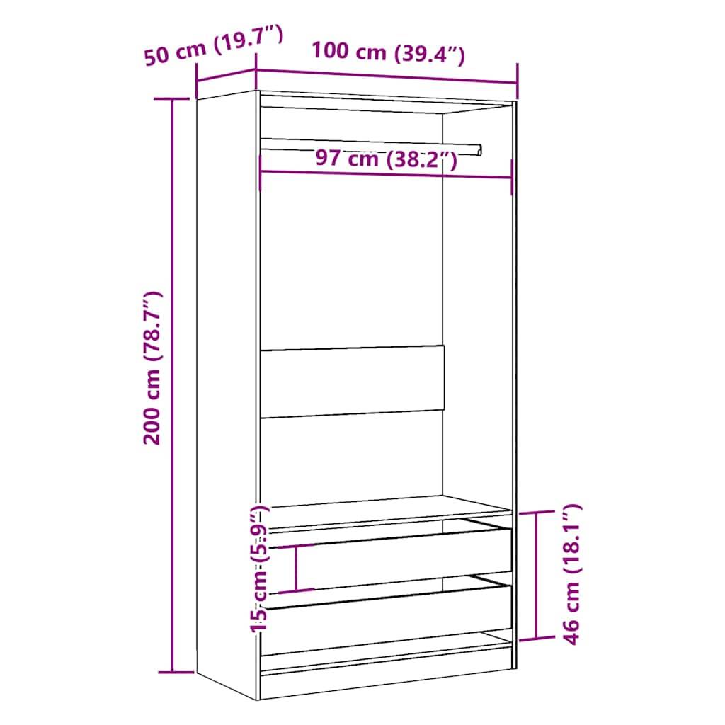 vidaXL Kleiderschrank Artisan-Eiche 100x50x200 cm Holzwerkstoff