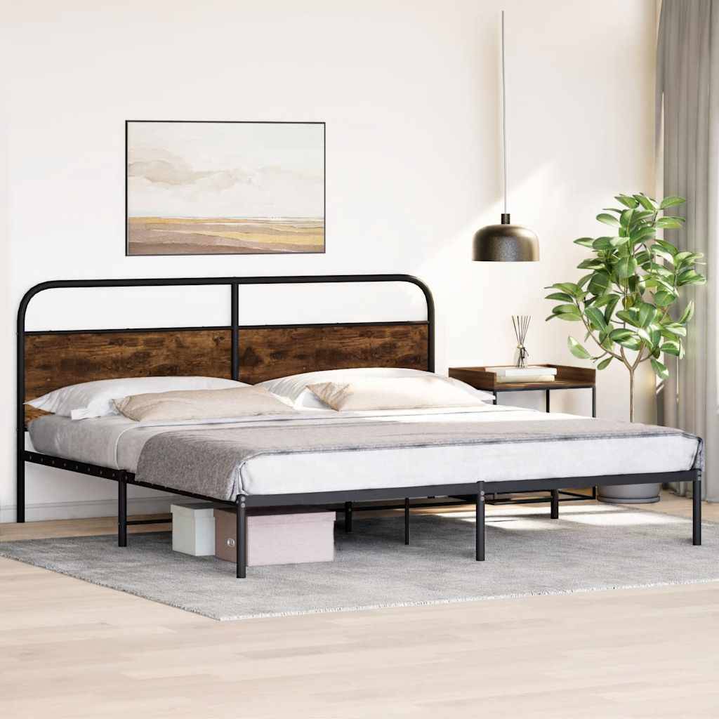 vidaXL Metallbett ohne Matratze Räuchereiche 183x213 cm