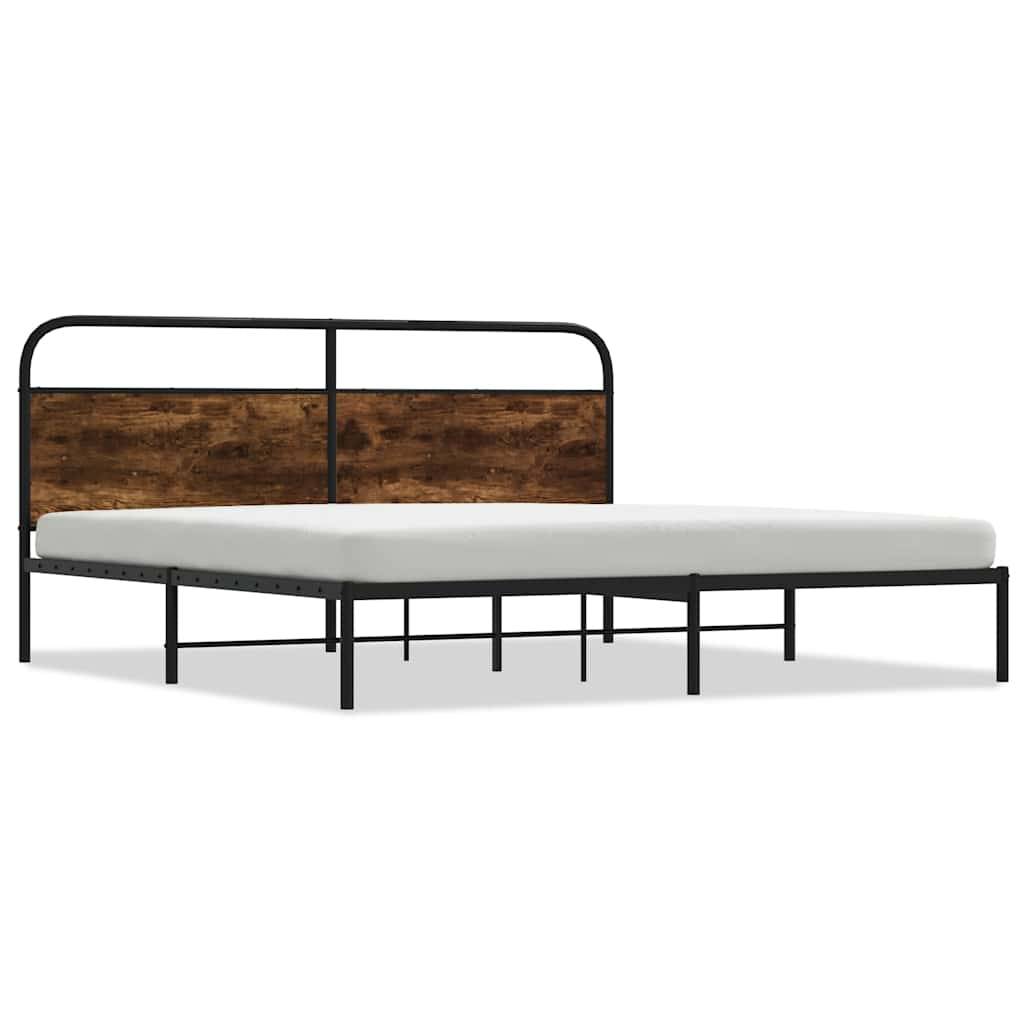 vidaXL Metallbett ohne Matratze Räuchereiche 183x213 cm