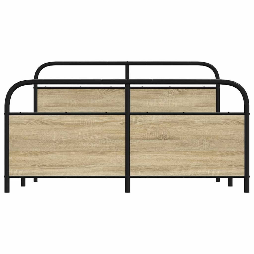vidaXL Metallbett ohne Matratze Sonoma-Eiche 150x200 cm