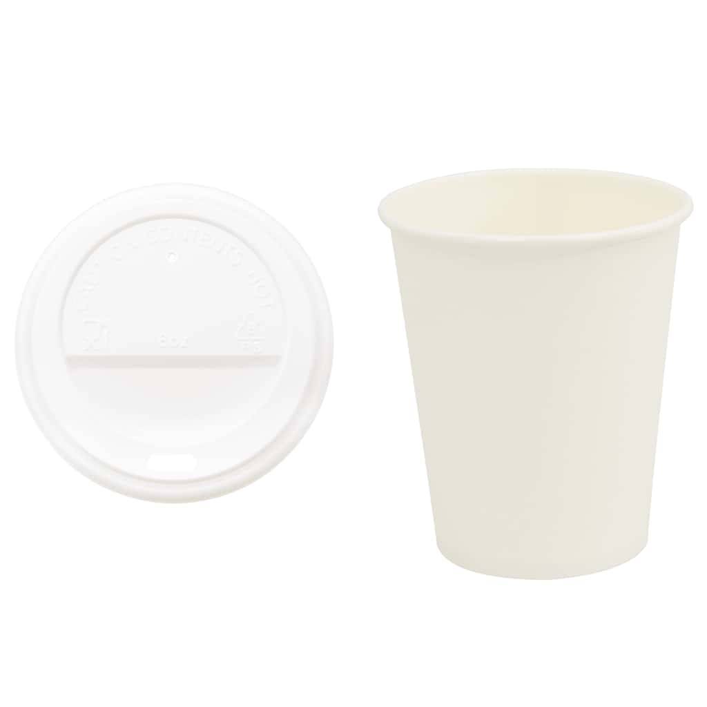 vidaXL Pappbecher mit Deckeln 1000 Stk. 8oz 200ml