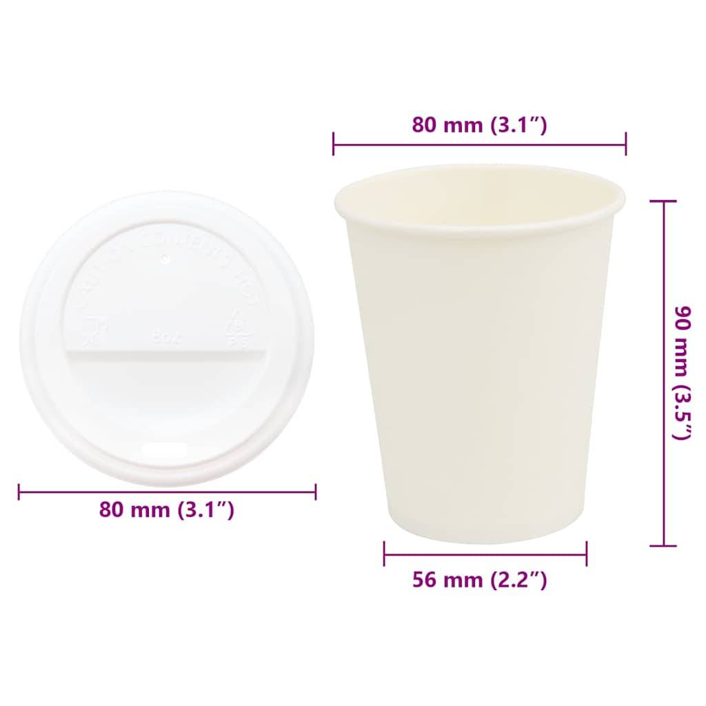 vidaXL Pappbecher mit Deckeln 1000 Stk. 8oz 200ml