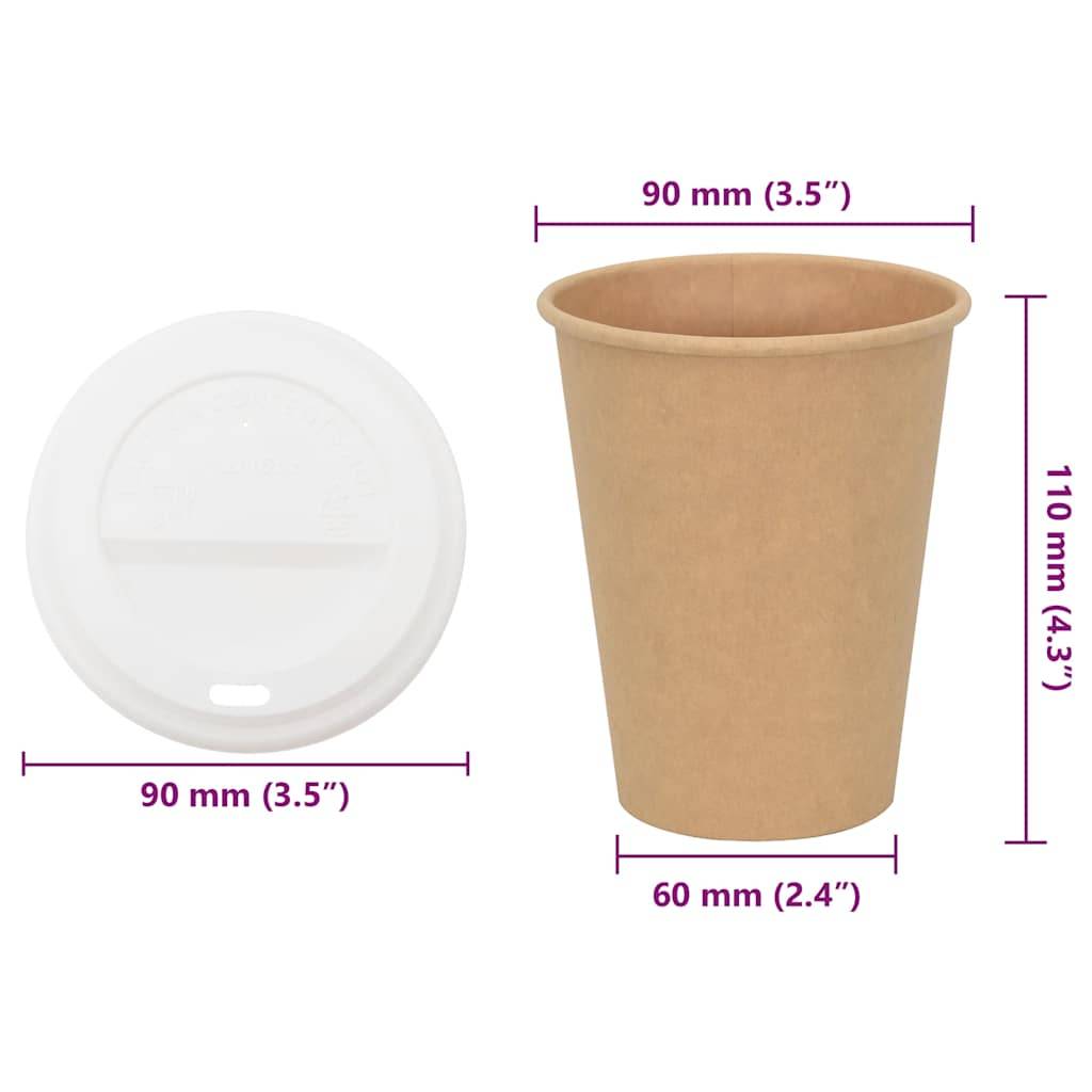 vidaXL Pappbecher mit Deckeln 1000 Stk. 12oz 300ml