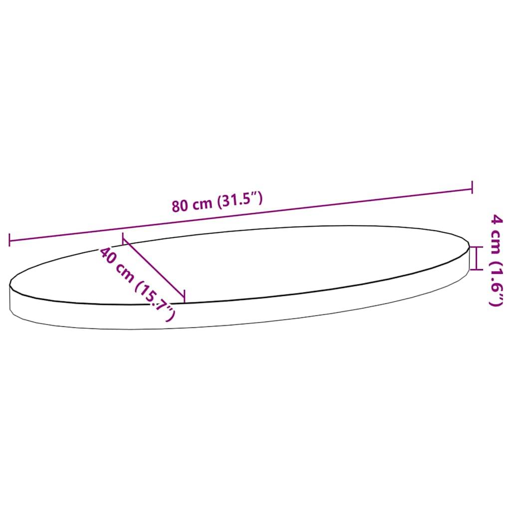 vidaXL Tischplatte Dunkelbraun 80x40x4 cm Massivholz Eiche Oval