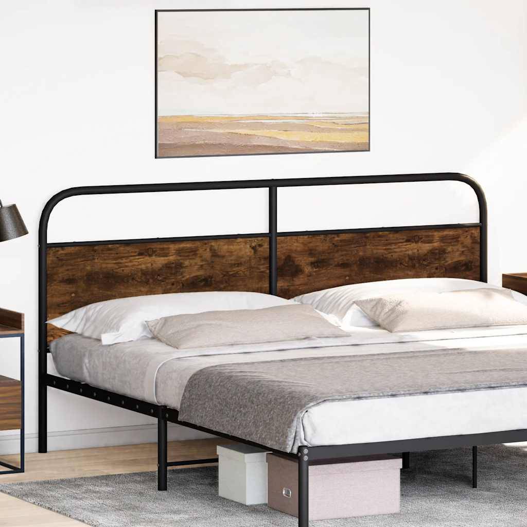 vidaXL Kopfteil Räuchereiche 180 cm Stahl und Holzwerkstoff