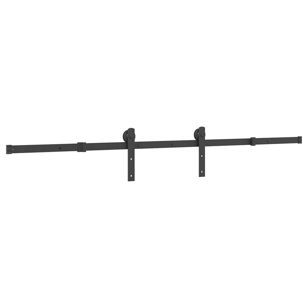 vidaXL Schiebetürbeschlag-Set 200 cm Stahl Schwarz