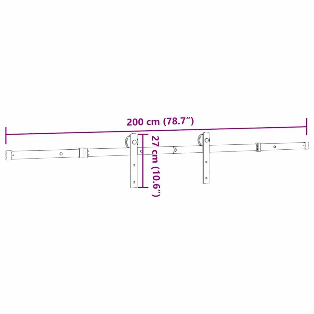 vidaXL Schiebetürbeschlag-Set 200 cm Stahl Schwarz