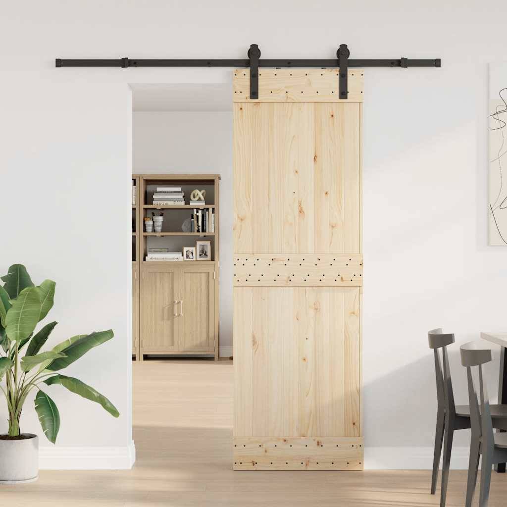 vidaXL Schiebetürbeschlag-Set 200 cm Stahl Schwarz