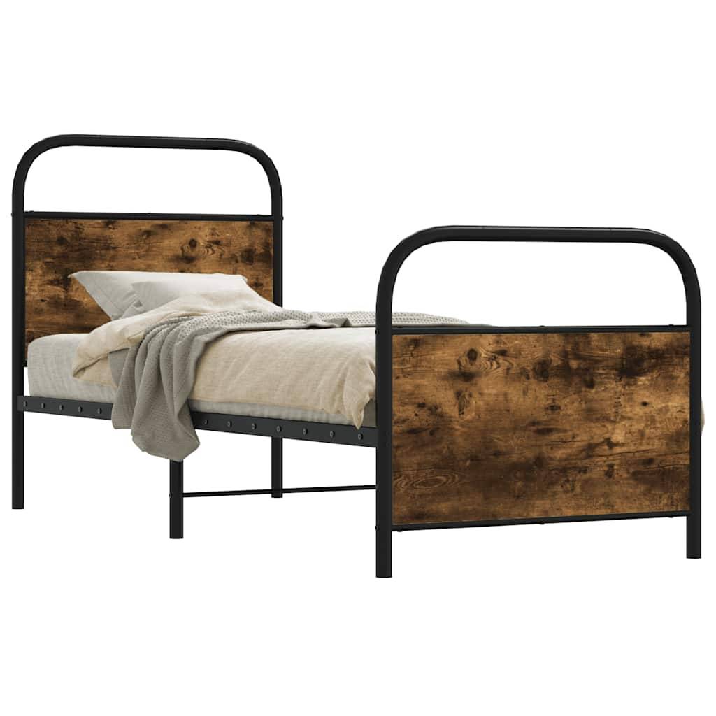 vidaXL Bettgestell ohne Matratze 80x200 cm Räuchereiche Holzwerkstoff