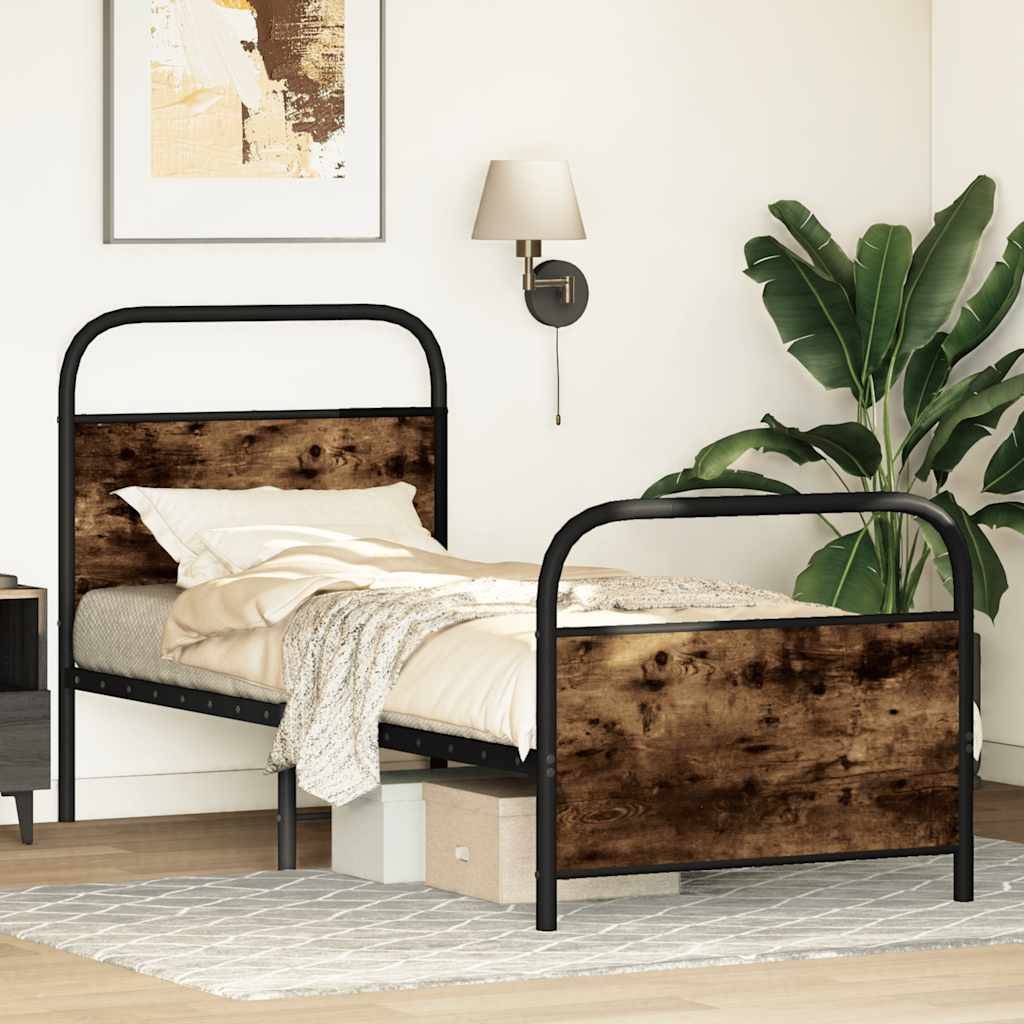 vidaXL Bettgestell ohne Matratze 80x200 cm Räuchereiche Holzwerkstoff