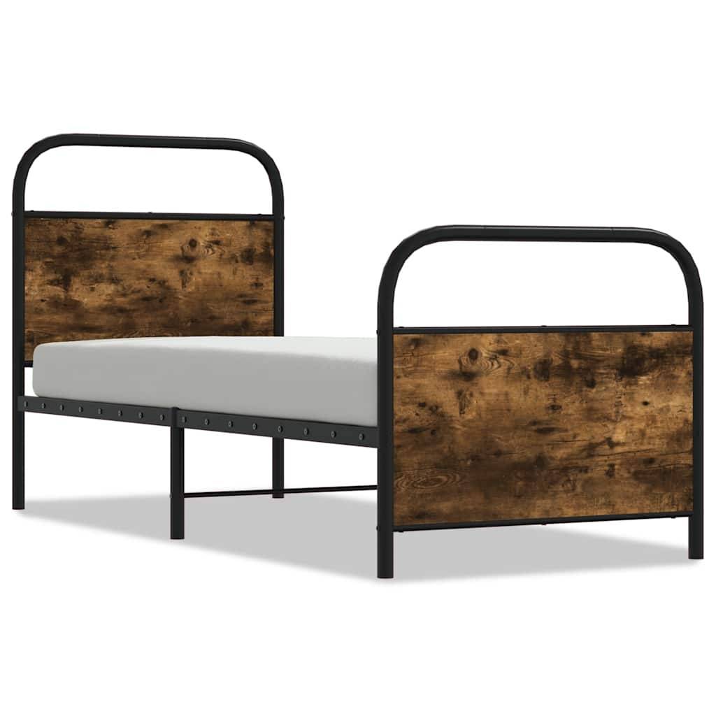 vidaXL Bettgestell ohne Matratze 80x200 cm Räuchereiche Holzwerkstoff
