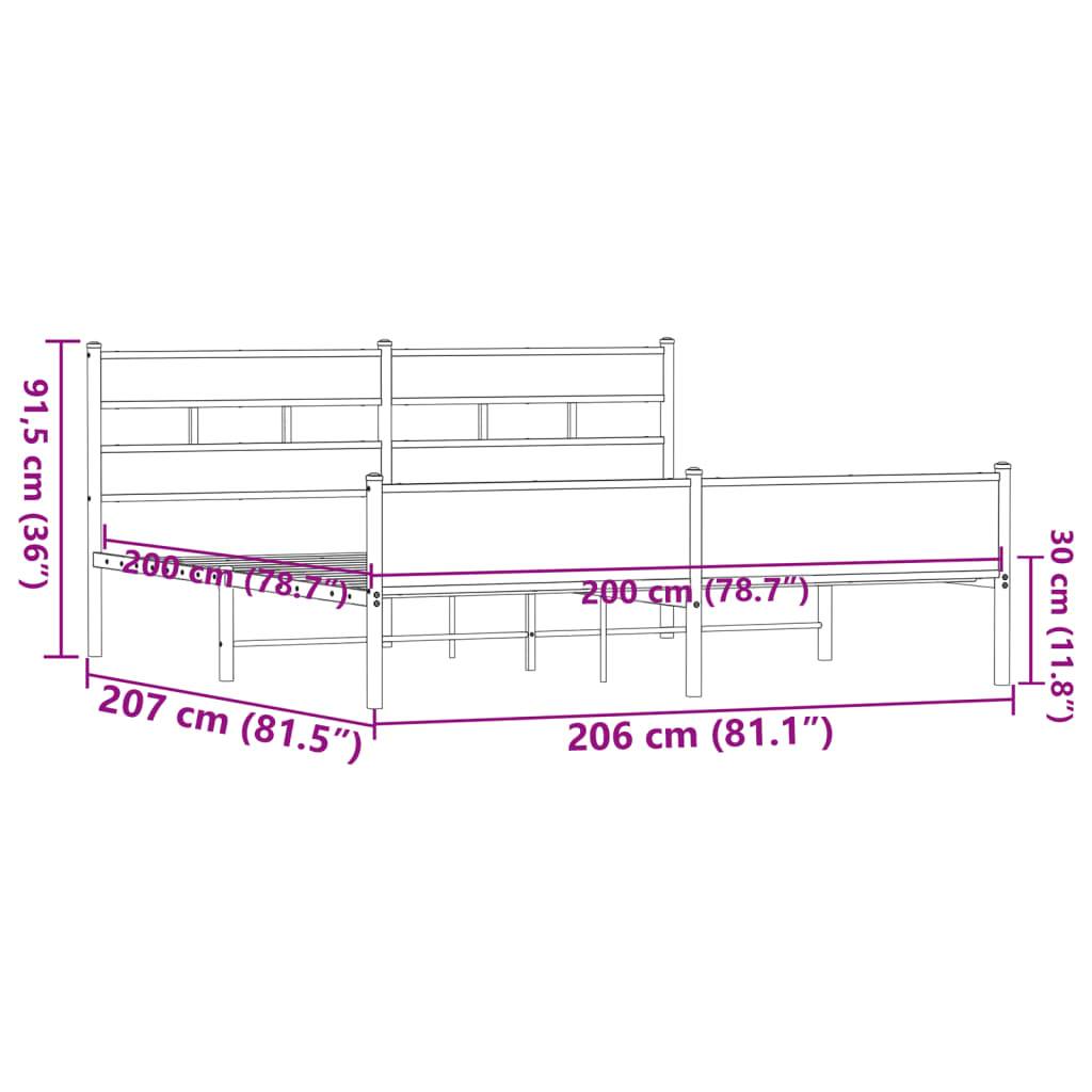 vidaXL Metallbett ohne Matratze Braun Eichen-Optik 200x200 cm
