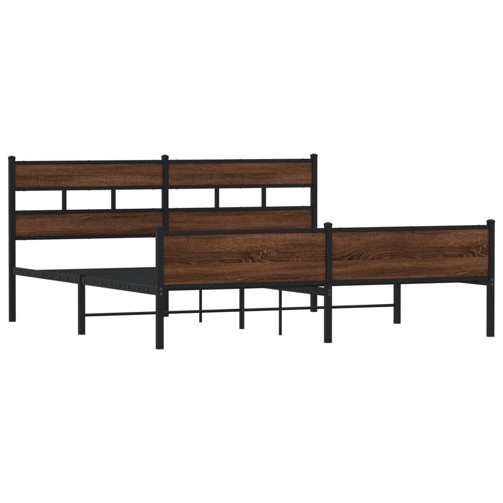 vidaXL Metallbett ohne Matratze Braun Eichen-Optik 200x200 cm