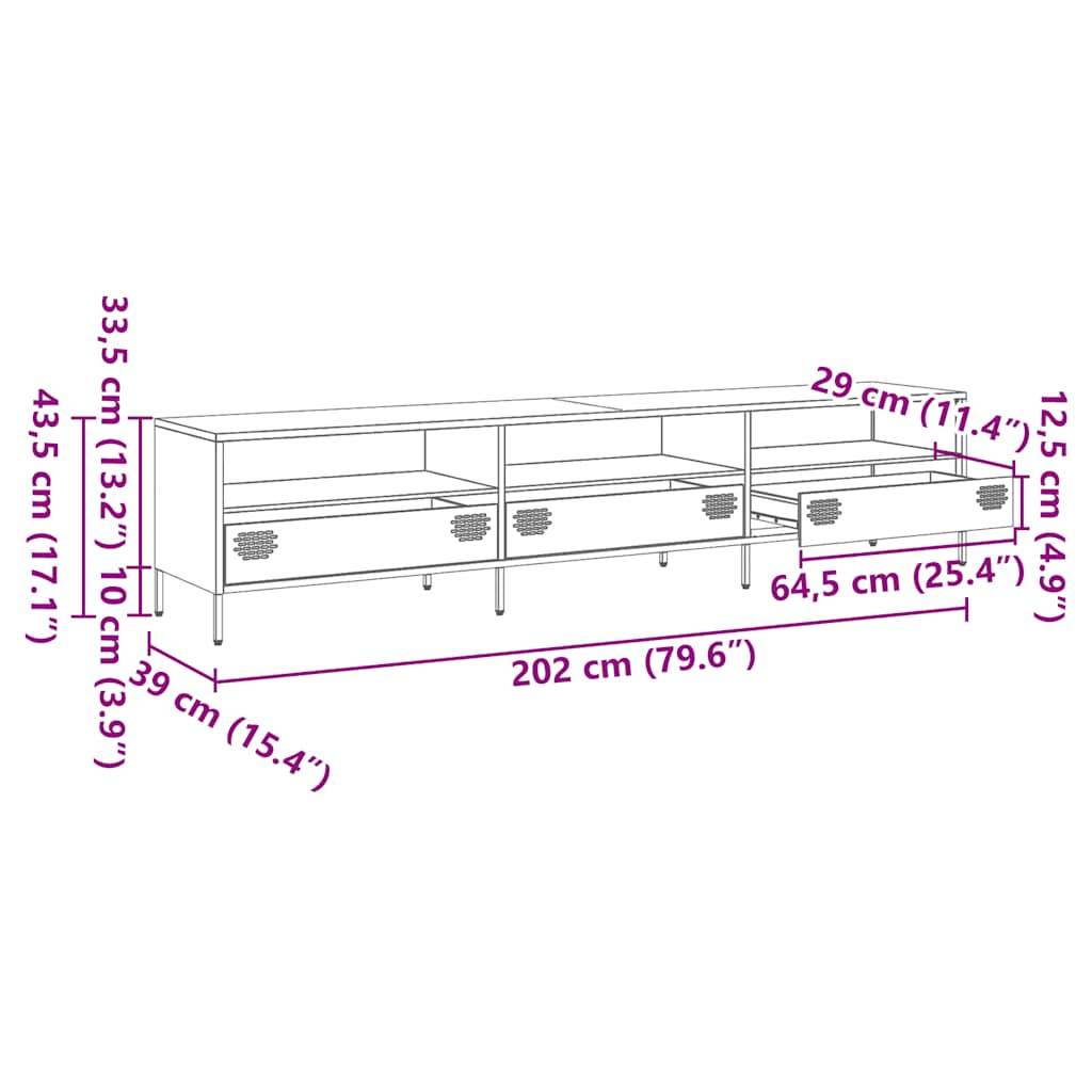 vidaXL TV-Schrank Weiß 202x39x43,5 cm Kaltgewalzter Stahl