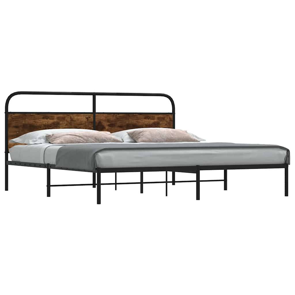 vidaXL Metallbett ohne Matratze Räuchereiche 183x213 cm