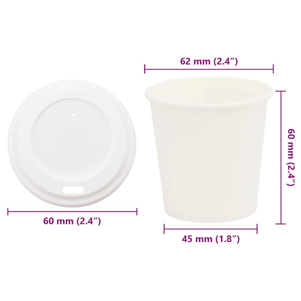 vidaXL Pappbecher mit Deckeln 1000 Stk. 4oz 100ml
