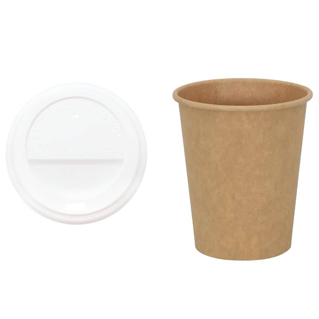 vidaXL Pappbecher mit Deckeln 1000 Stk. 8oz 200ml