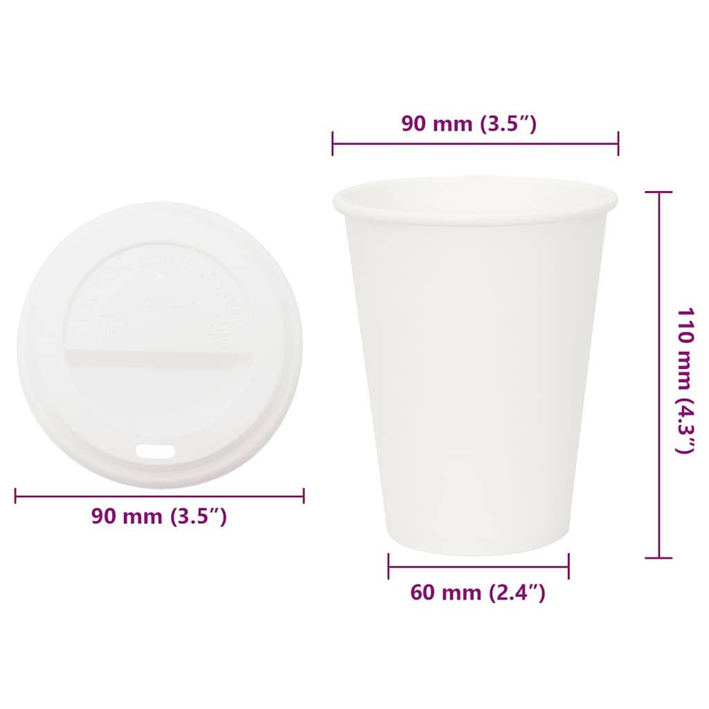vidaXL Pappbecher mit Deckeln 1000 Stk. 12oz 300ml