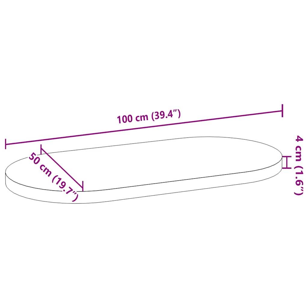 vidaXL Tischplatte Dunkelbraun 100x50x4 cm Massivholz Eiche Oval