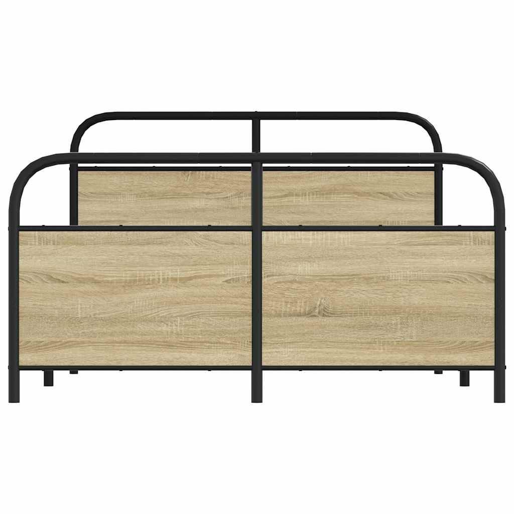 vidaXL Metallbett ohne Matratze Sonoma-Eiche 140x200 cm