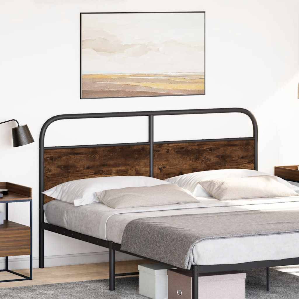 vidaXL Kopfteil Räuchereiche 160 cm Stahl und Holzwerkstoff