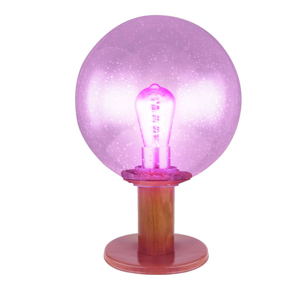 Gartenlampe Stehleuchte Sockelleuchte Außenlampe Stehlampe, Alu Holzoptik Glaskugel, Blasen-Optik, dimmbar Fernbedienung, RGB LED 8,5W 806Lm 3000K