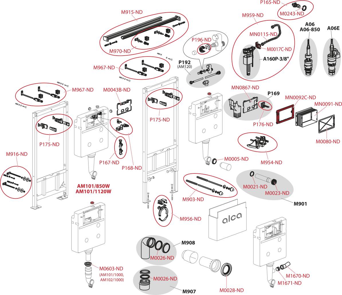 AM101/1120W Vorwandinstallationssystem für Trockenbau (aus Gipskarton)