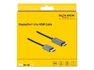 DELOCK DisplayPort 1.4 > HDMI Kabel 4K 60Hz (HDR) 2.0m aktiv Multimedia-Technik Displayport-Kabel