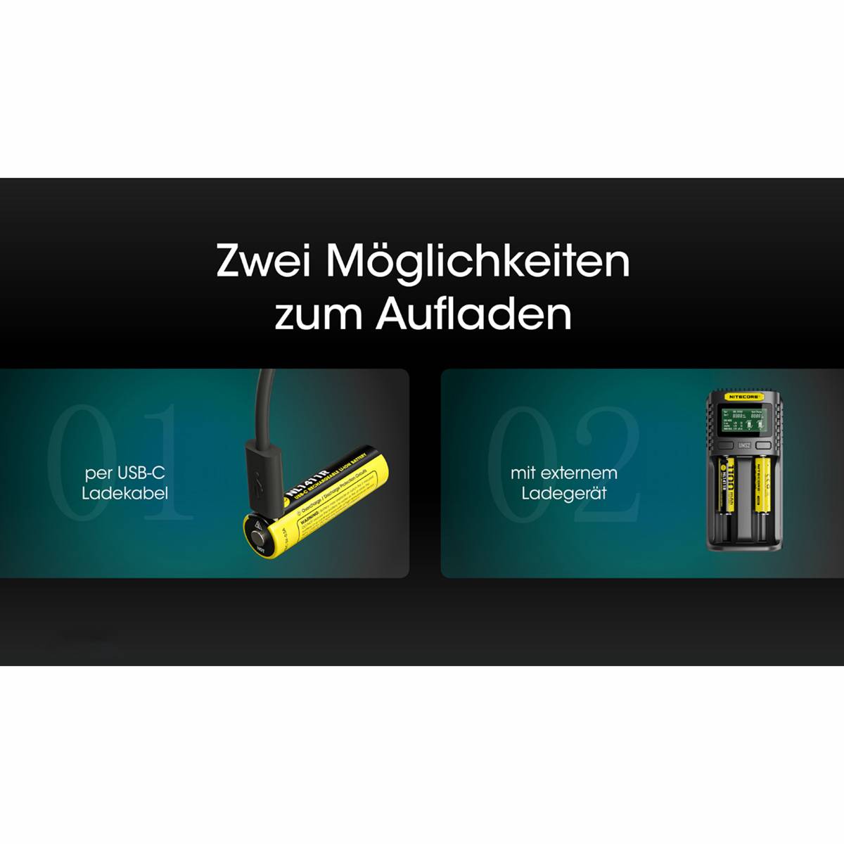 Nitecore NL1411R | 14500 Li-Ionen-Akku mit USB-C-Anschluss 1100mAh